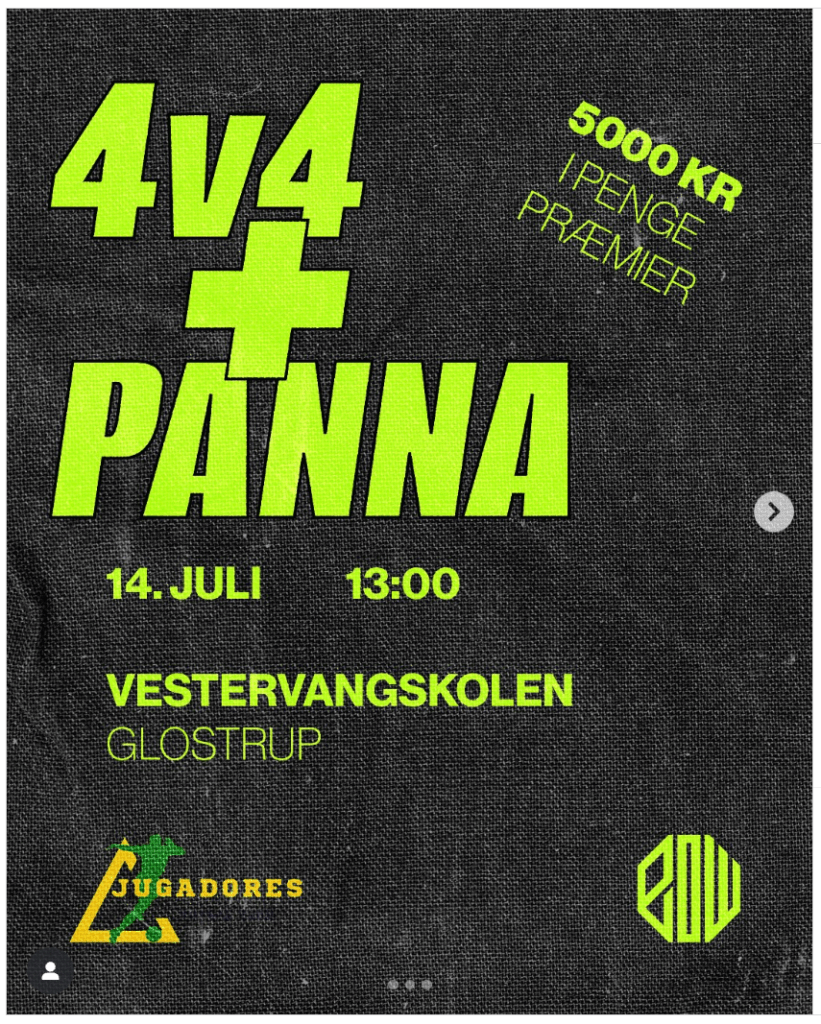 Jugadores afholder i samarbejde med Eow! Panna, en stor fodbolddag d. 14 juli!Vi inviterer alle unge fra Glostrup og omegn til en actionfyldt dag med fodboldturnering og en intens panna turnering, hvor de unge spillere kan vise deres teknik og kreativitet.