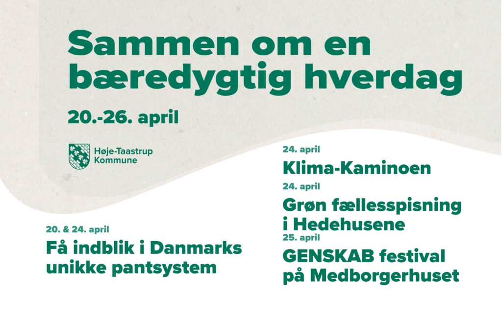 Det, du har delt, beskriver et lokalt bæredygtigheds- og klimaarrangement — sandsynligvis en bæredygtighedsuge eller grøn festival arrangeret af Høje-Taastrup Kommune (HTK) og lokale aktører.